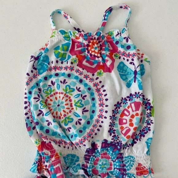 EUC |‎ Children’s Place girl’s multicolor butterfly tank skirt set 12-18 months - Picture 2 of 8